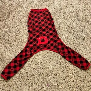 Merry &‎ Bright holiday flapjack style dog pajamas red black buffalo check Sz L